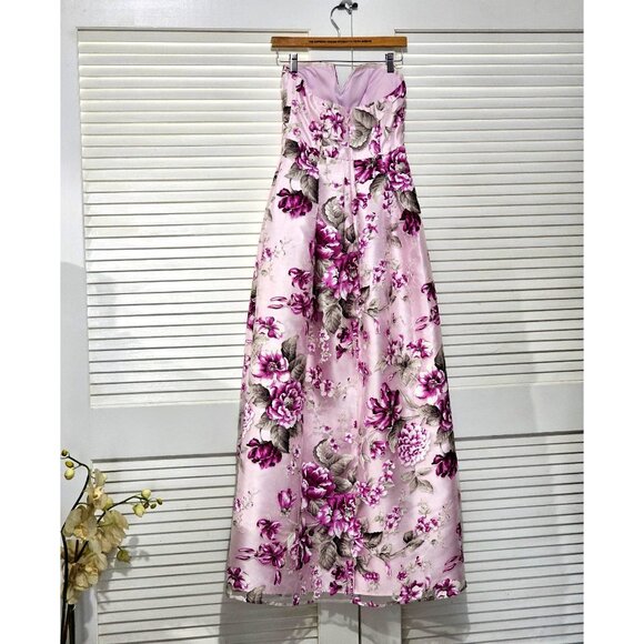 Anthropologie BHLDN Merritt Purple Floral Textured Strapless Gown Dress Sz 6 154 - Picture 13 of 15